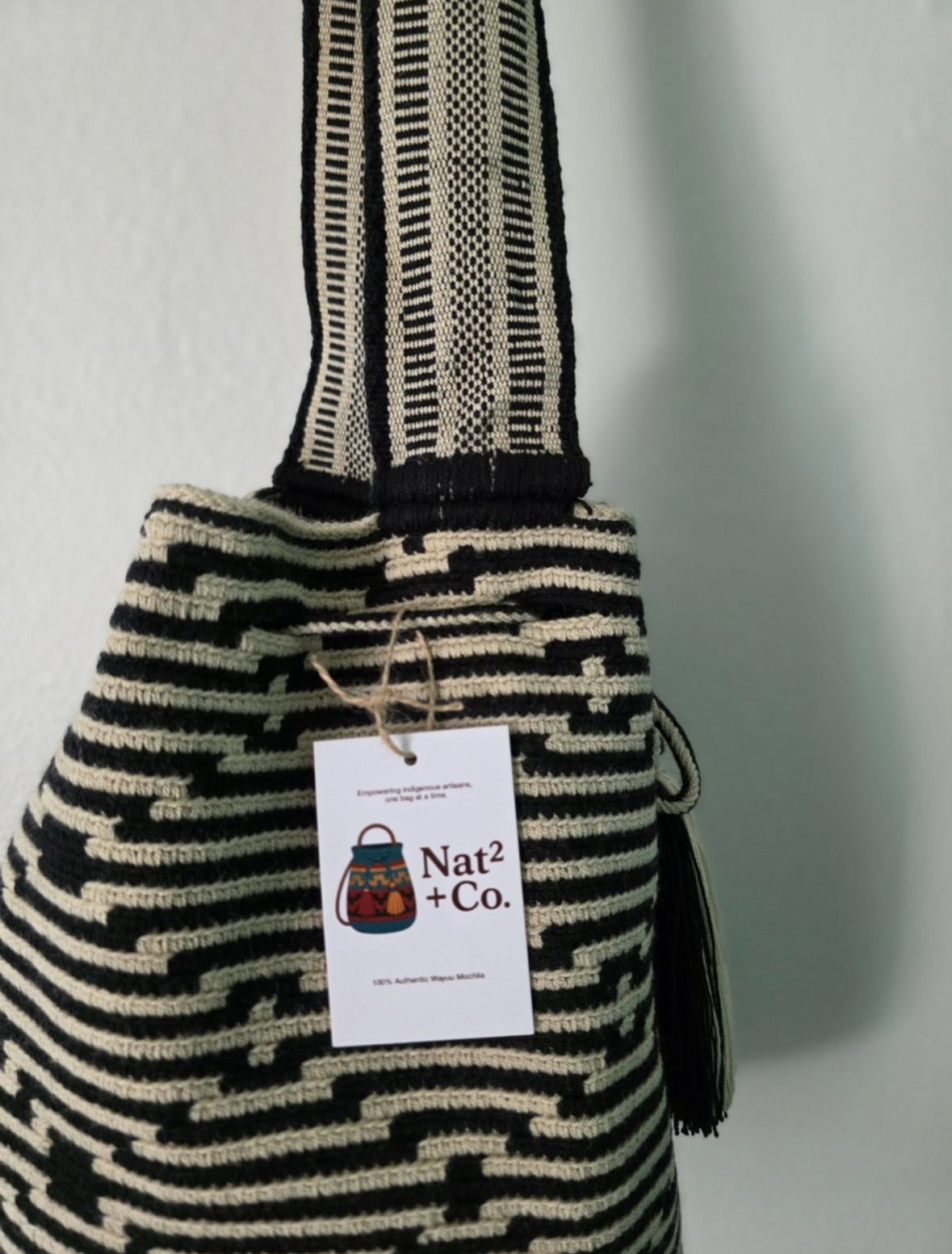 Labyrinth Lines - Authentic Handmade Wayuu Mochila Bag, Large