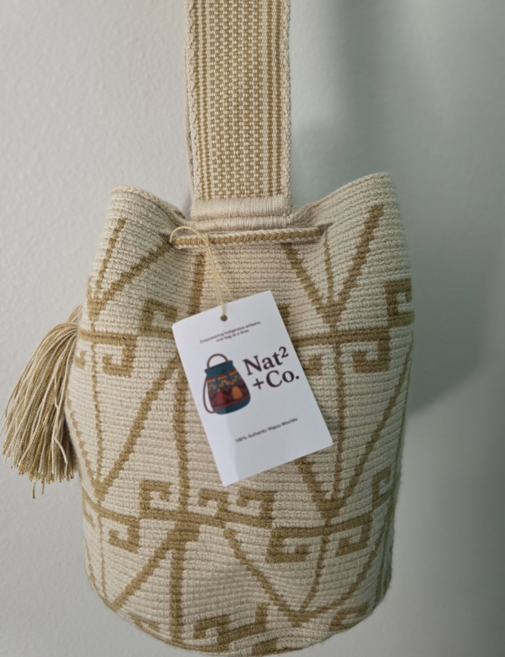 Laberinto Marfil -Authentic Handmade Wayuu Mochila Bag RO22