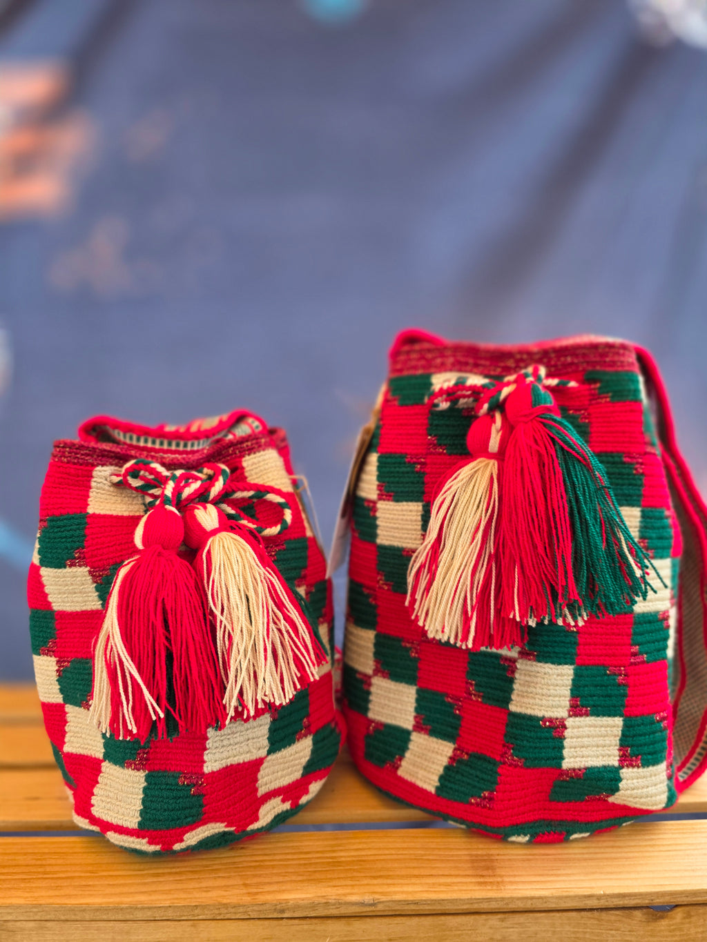 Christmas Checkerboard Mochilas (Two Sizes)