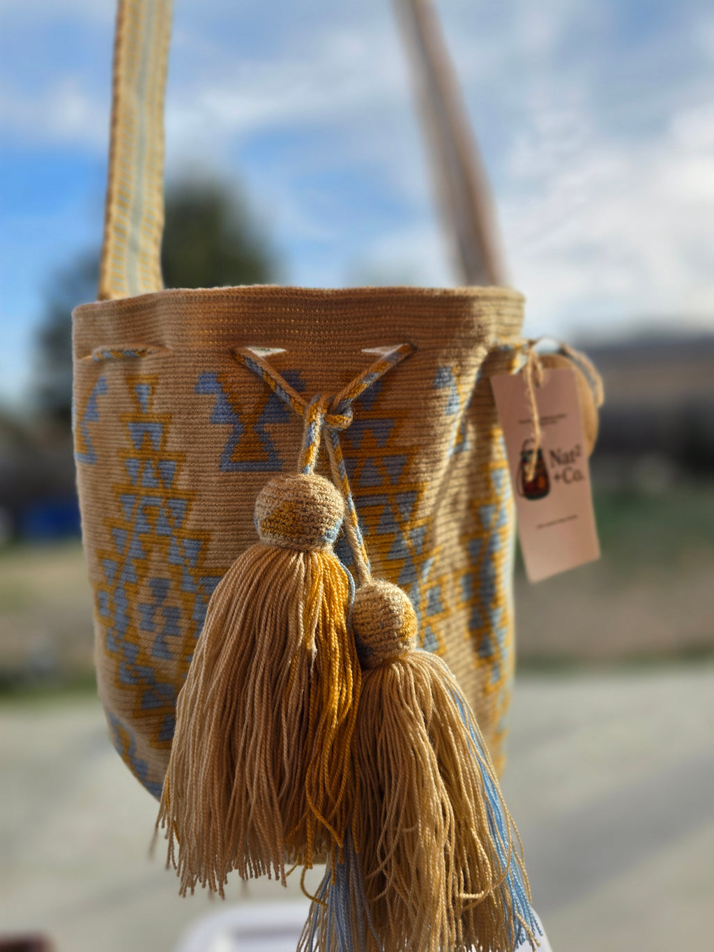 Amber Sky — Handwoven Wayuu Mochila Crossbody/Handbag Medium