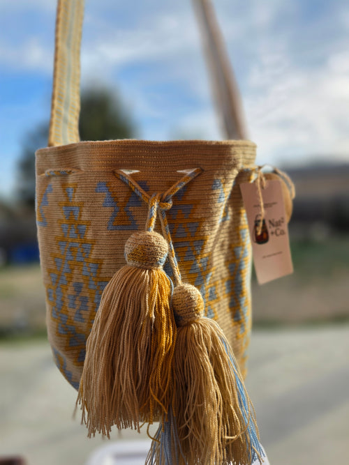 Amber Sky — Handwoven Wayuu Mochila Crossbody/Handbag Medium