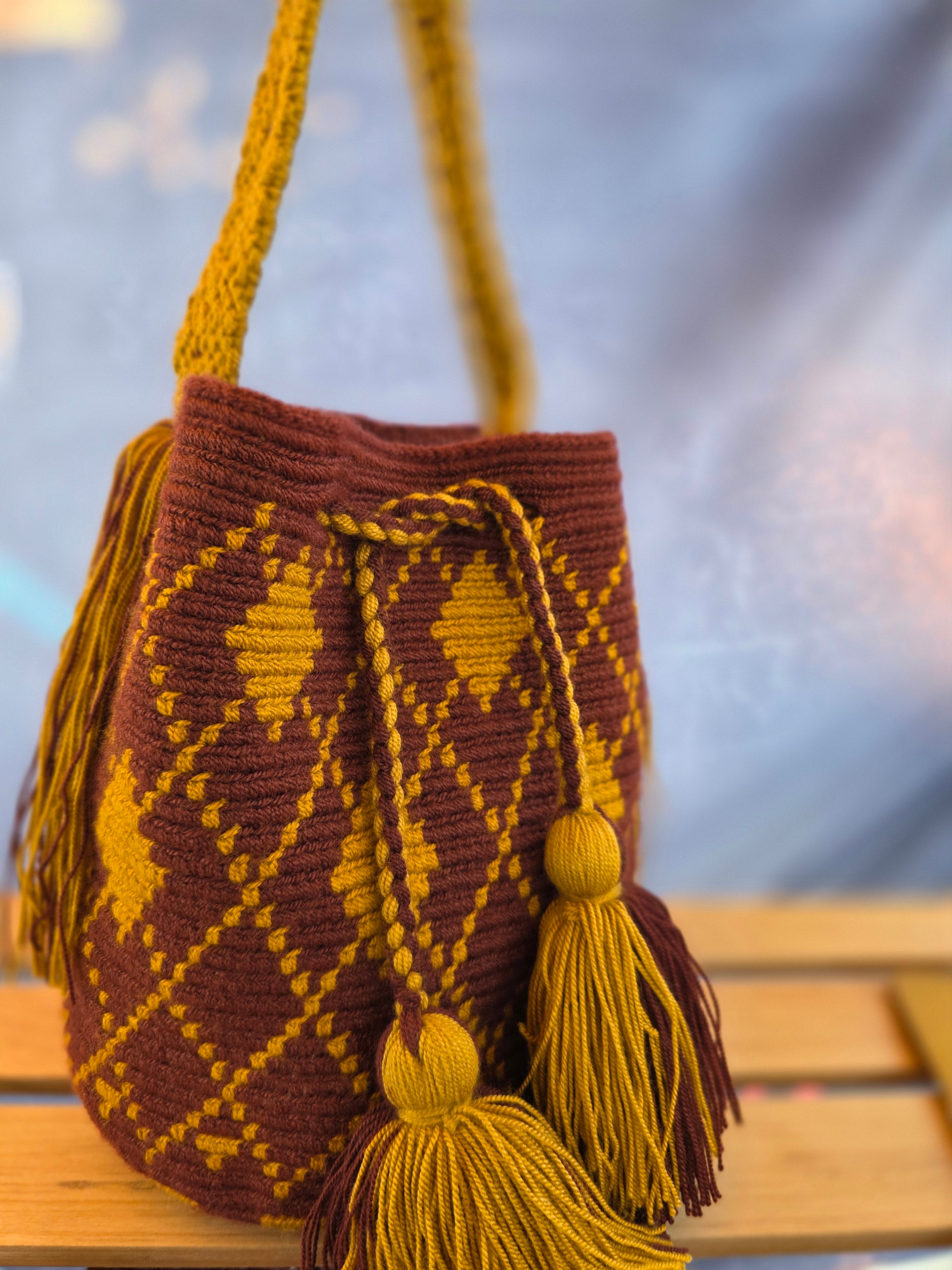 Rust- Two-Thread Wayuu Mochila Small