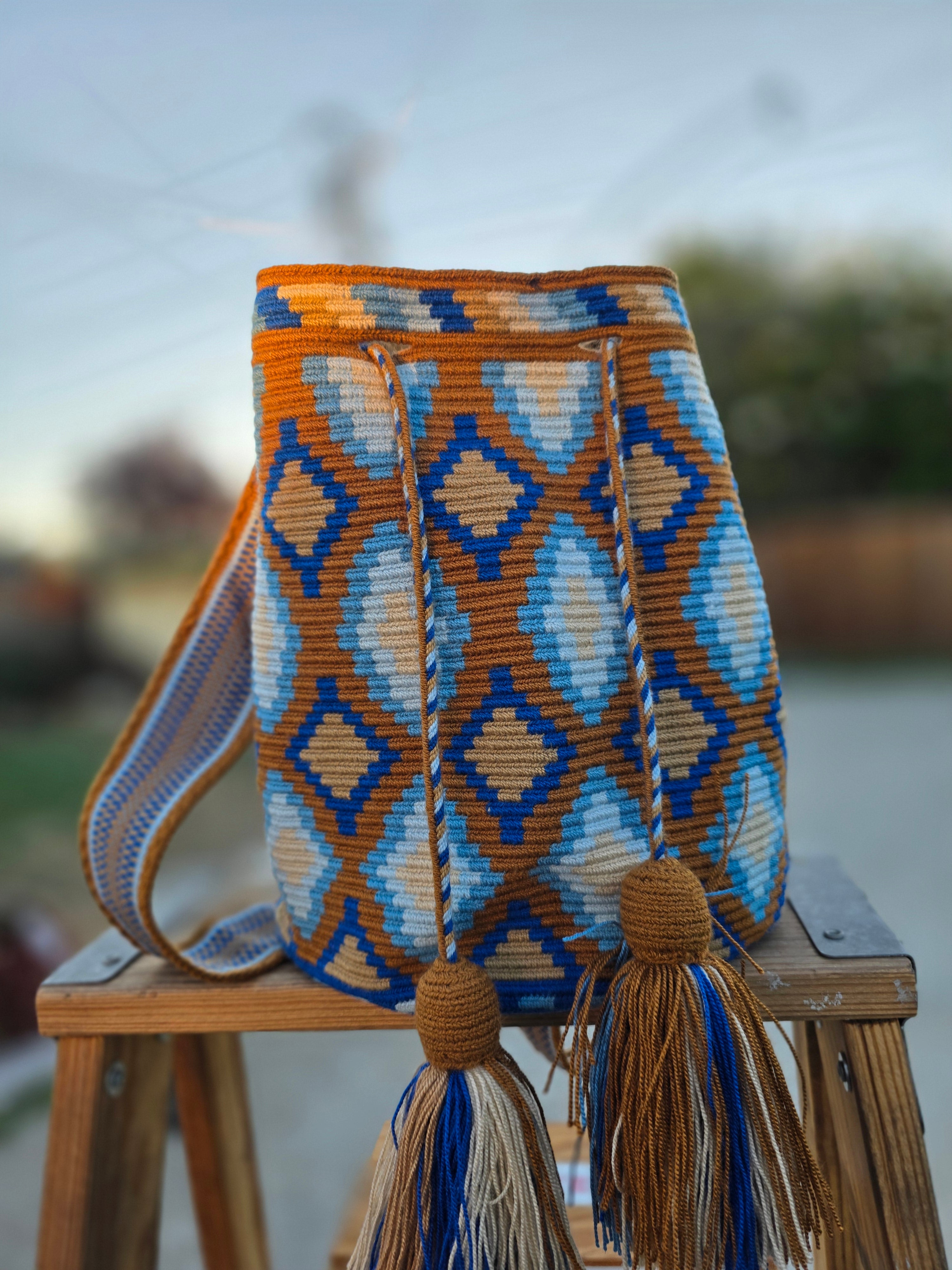 Blue Brown One-thread Mochila- M