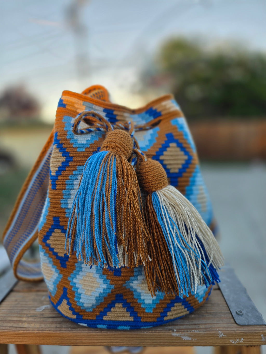 Blue Brown One-thread Mochila- M