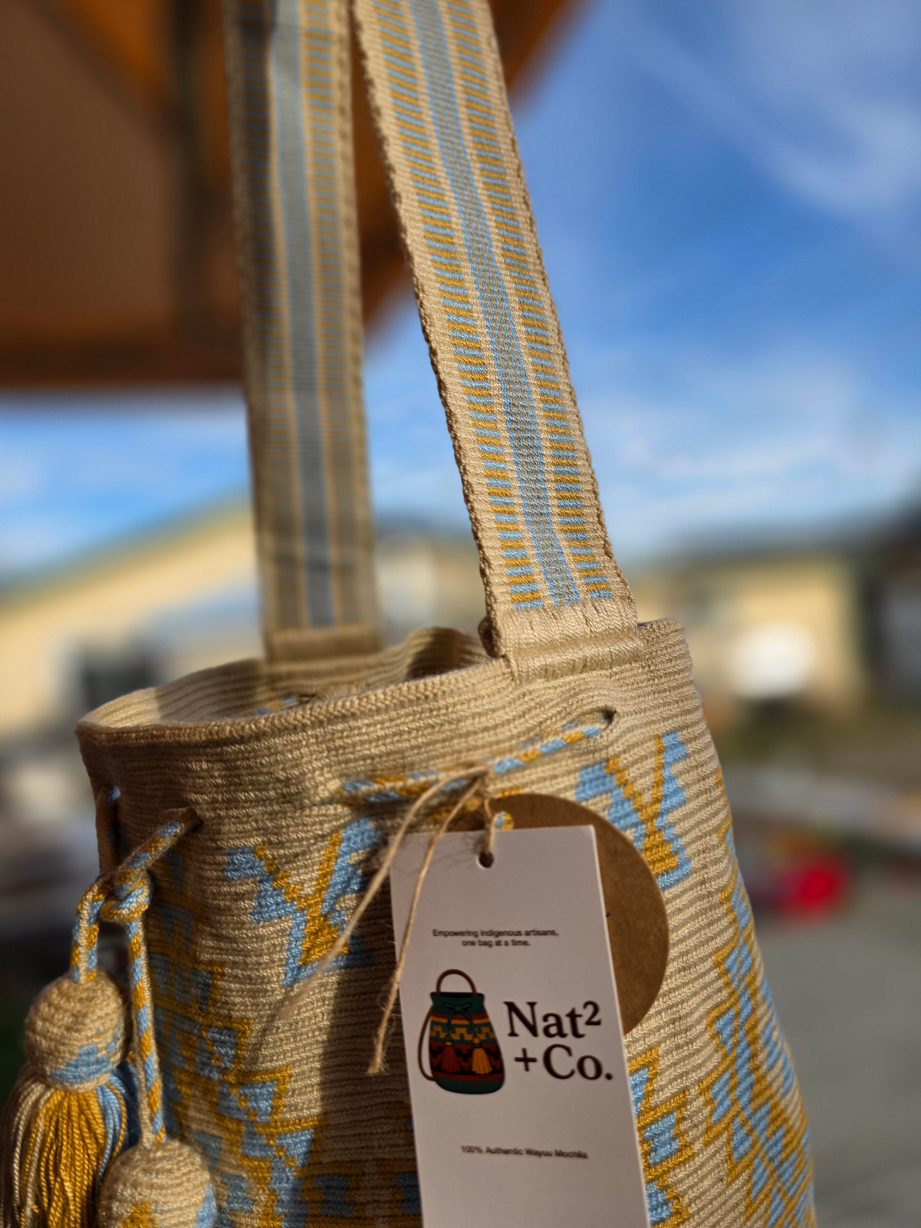 Amber Sky — Handwoven Wayuu Mochila Crossbody/Handbag Medium