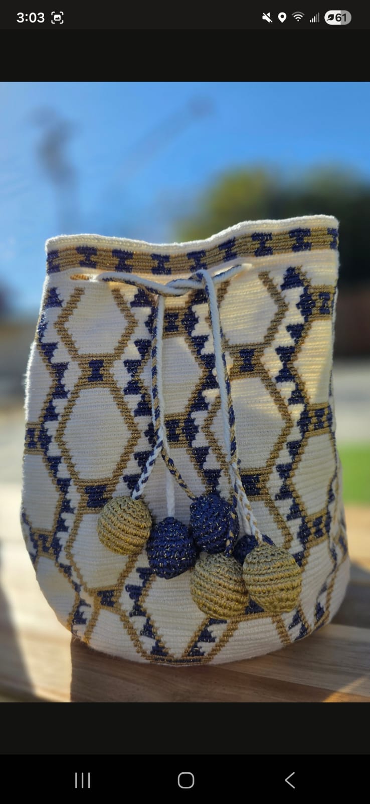 Collector's Edition- White Gold Blue Metallic Mochila Medium