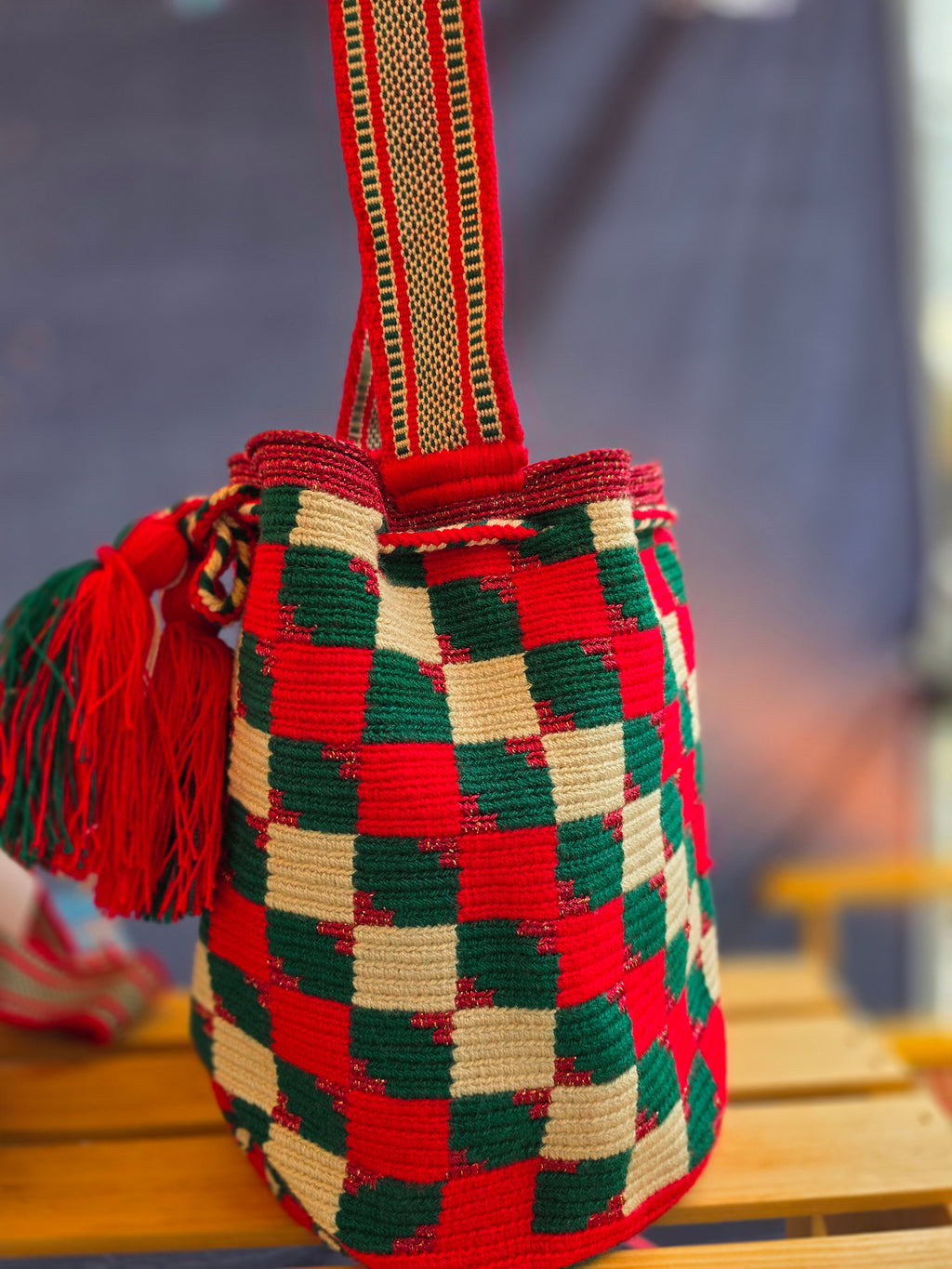 Christmas Checkerboard Mochilas (Two Sizes)