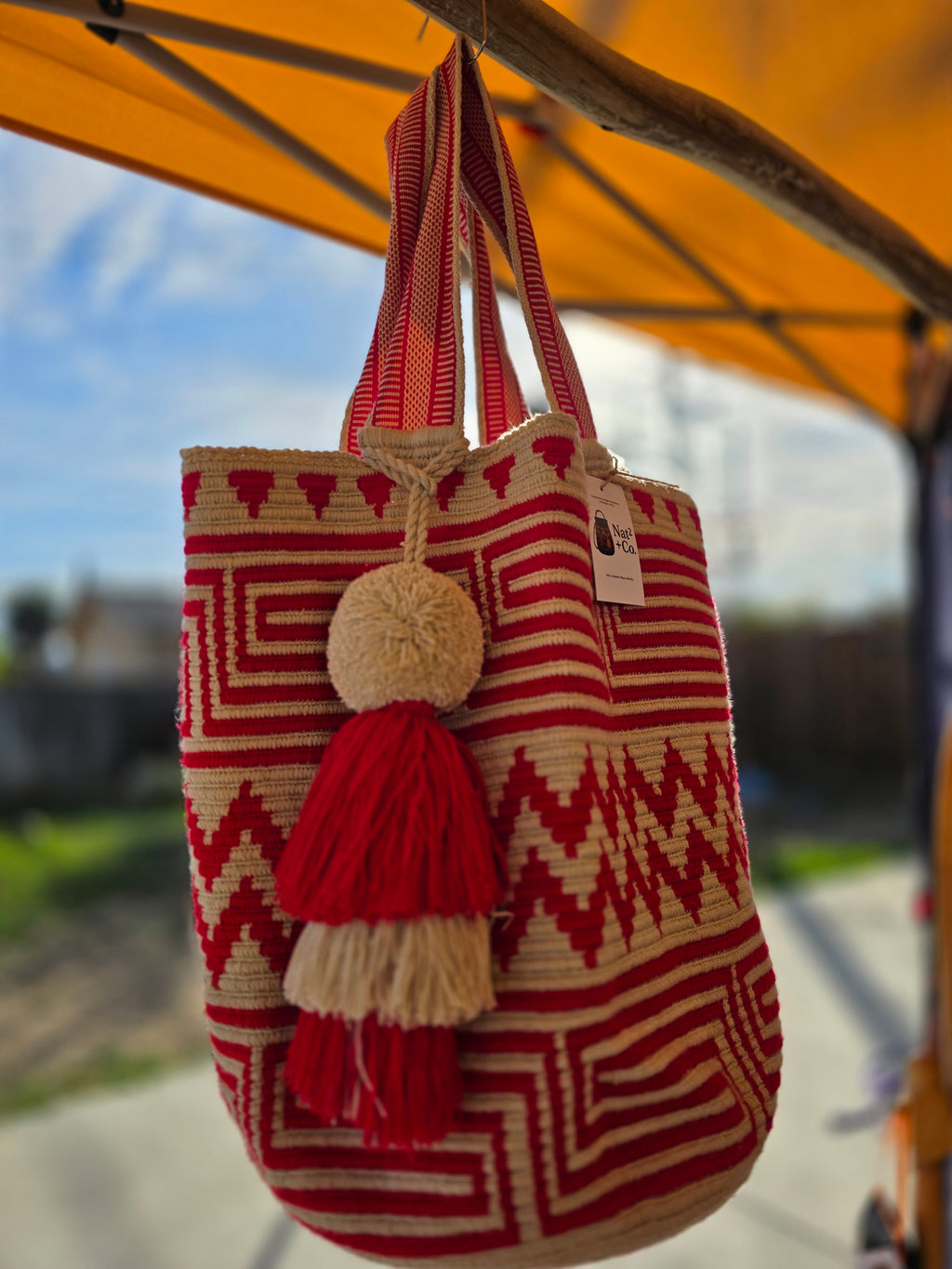 Roja Alta – Two-Thread Wayuu Mochilón Tote Bag