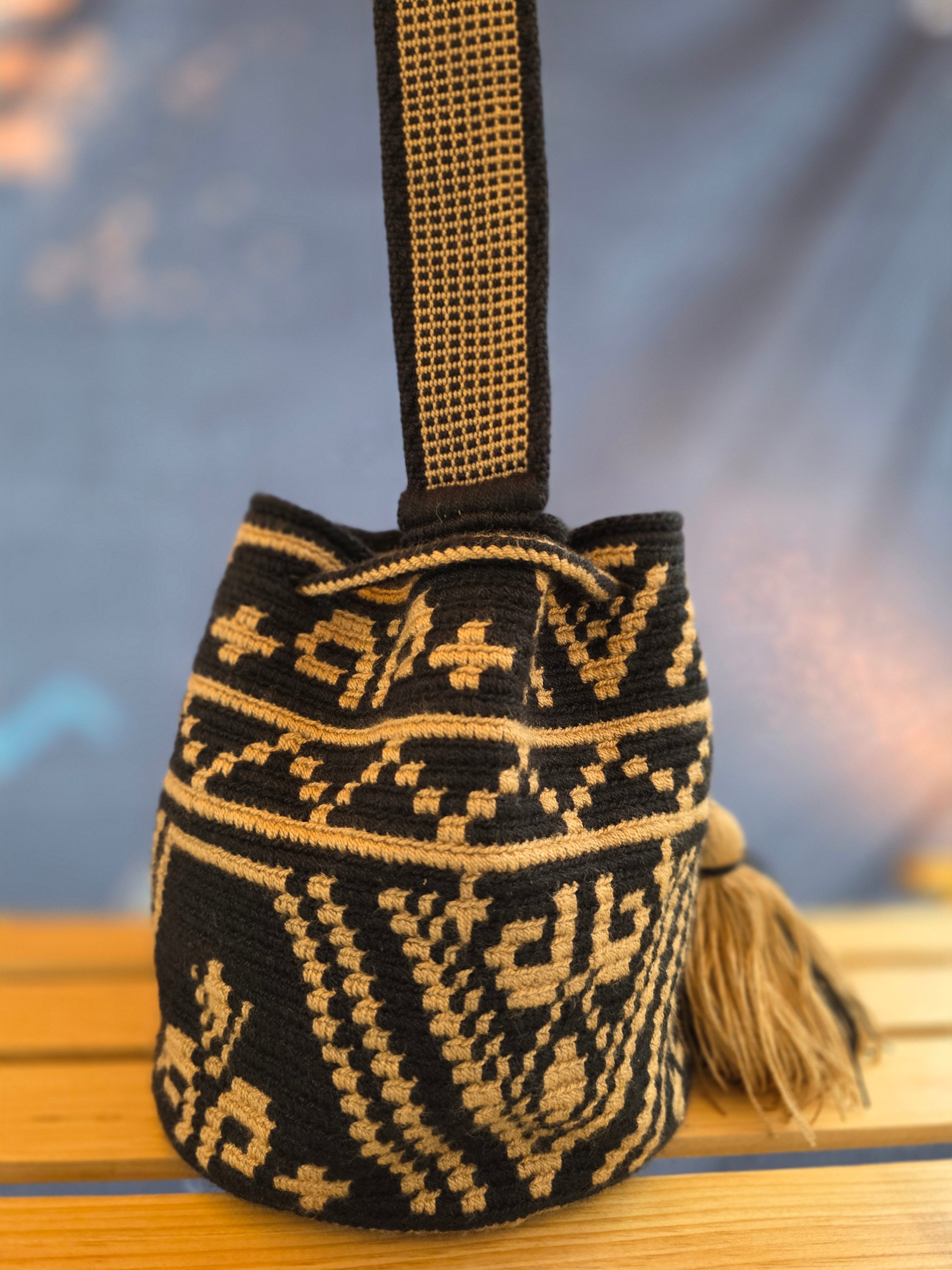 Drift | Handwoven Two-Thread Wayuu Mochila Crossbody Bucket Bag
