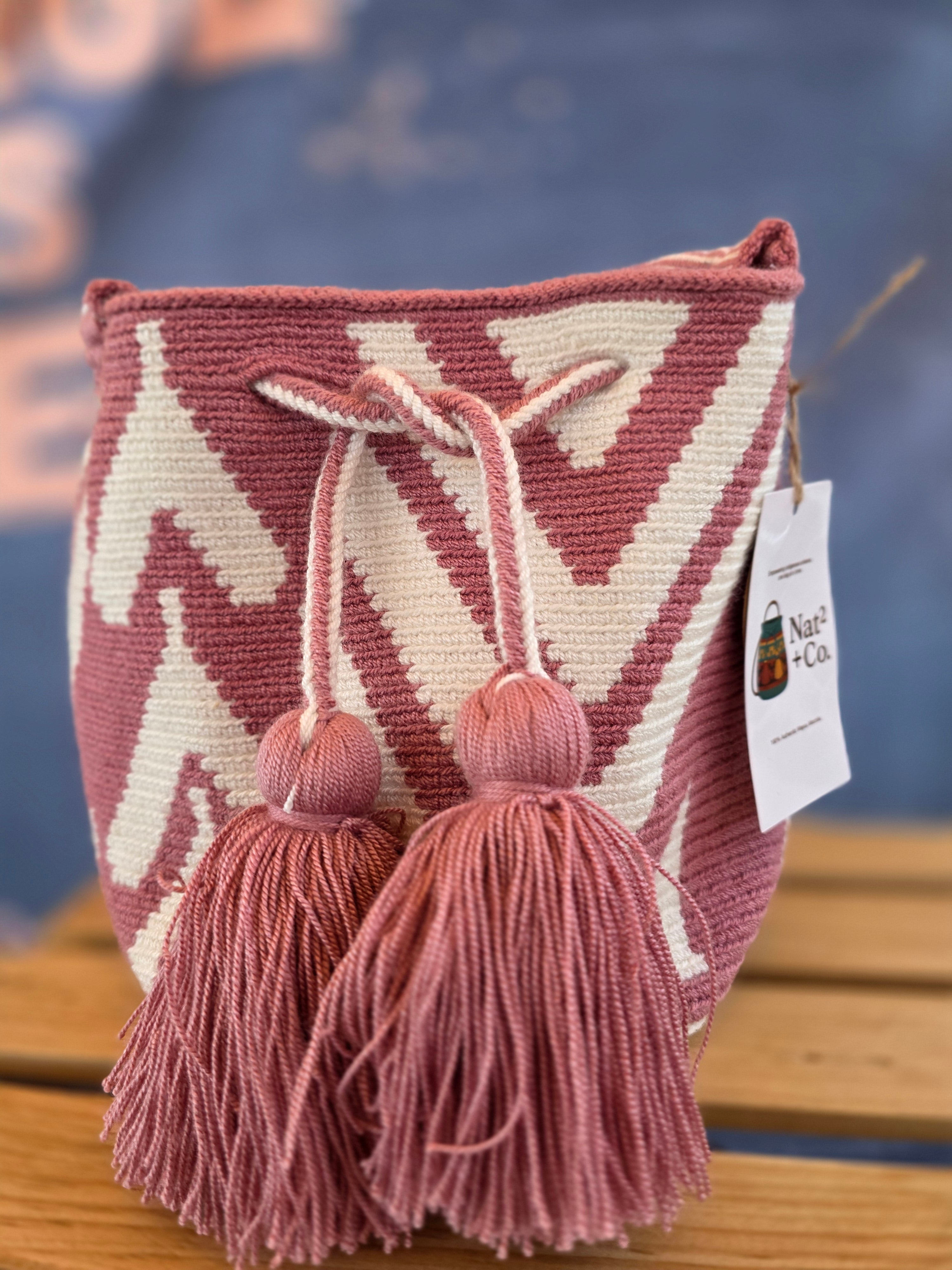 Rosette – Two-Thread Wayuu Crossbody Bucket Bag Small