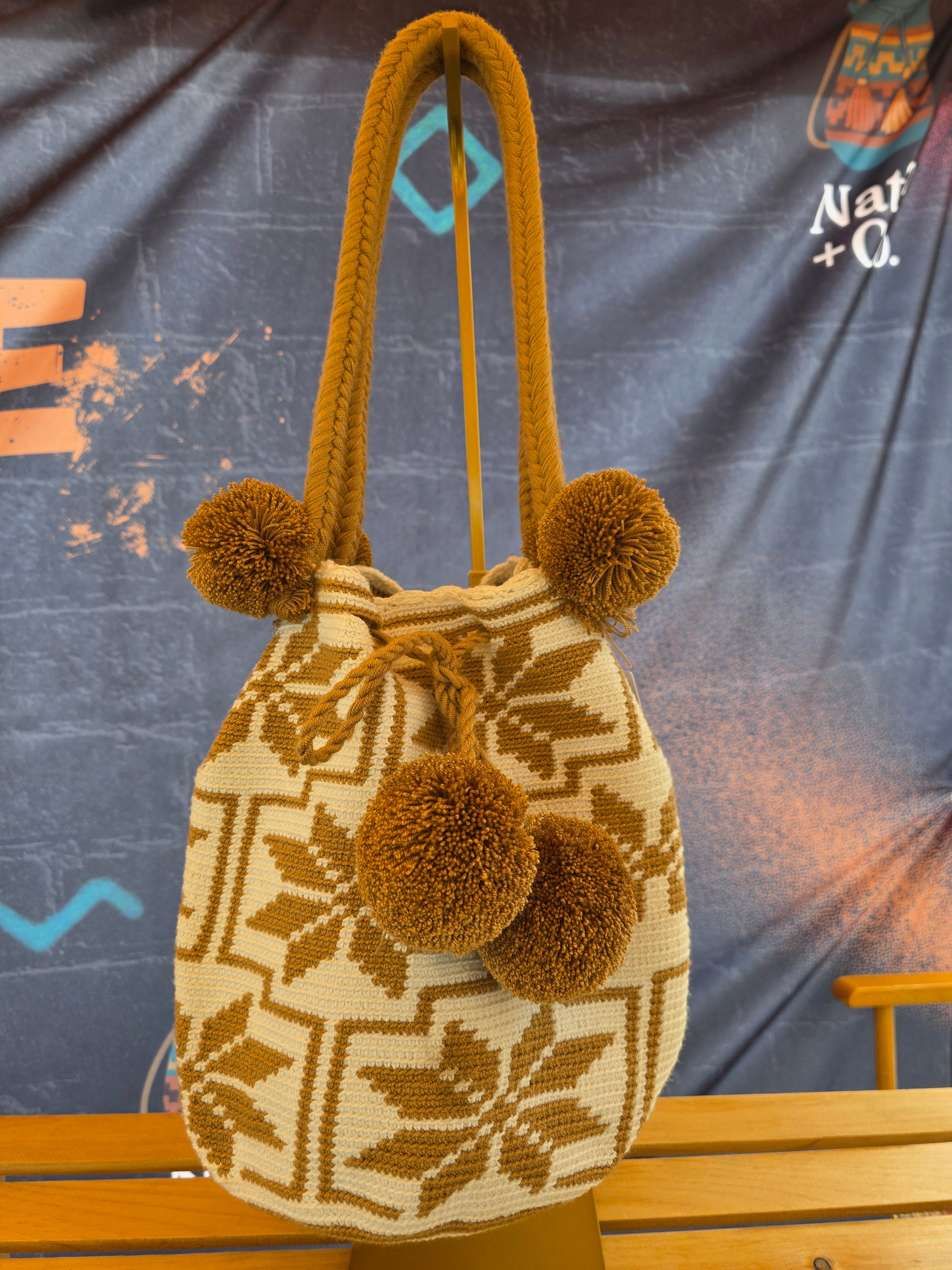 Wheat Two-Thread Wayuu Mochila Shoulder Bag