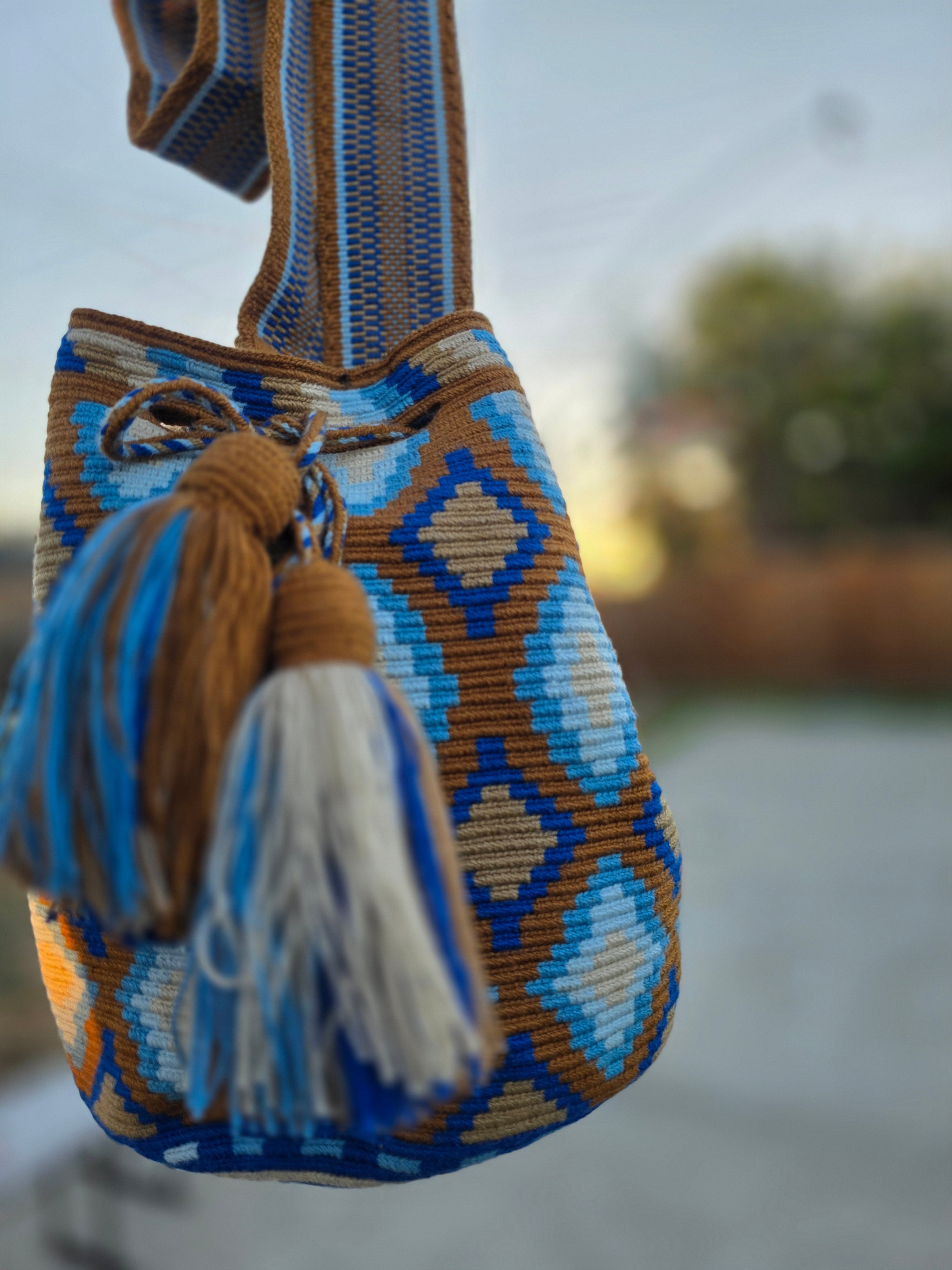 Blue Brown One-thread Mochila- M