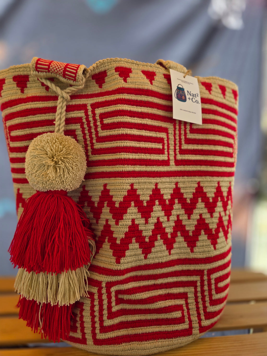 Roja Alta – Two-Thread Wayuu Mochilón Tote Bag