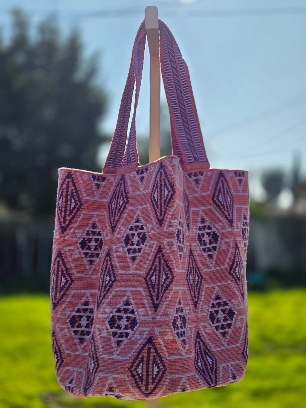 Blush Compass — One-Thread Wayuu Tote
